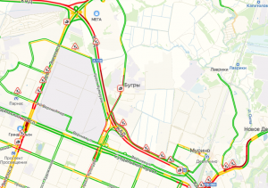 На севере КАД многокилометровая пробка из-за ДТП