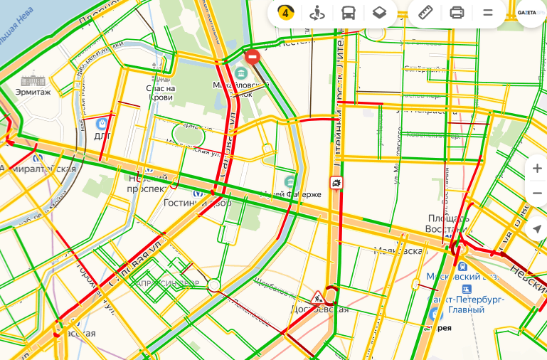 Карта санкт петербурга пробки онлайн сейчас на карте