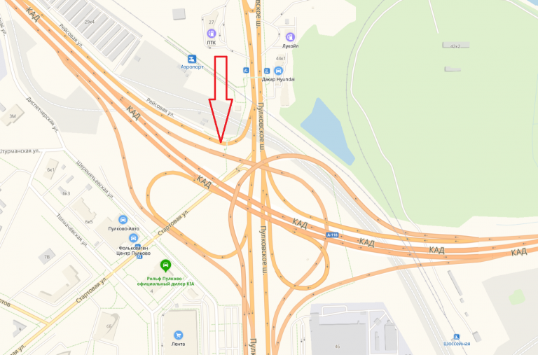 Съезд на развязке КАД с Пулковским шоссе перекроют в субботу