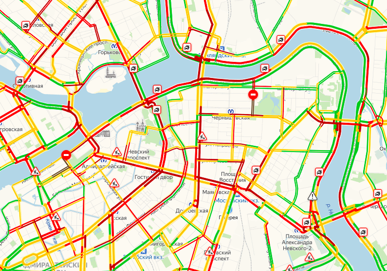 Карта санкт петербурга пробки онлайн сейчас