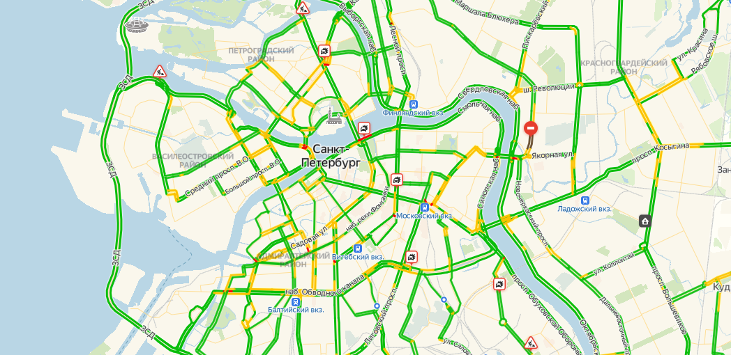 Самоизоляция опустошила дороги Петербурга до 1 балла