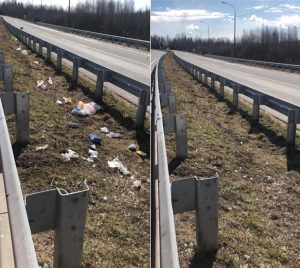 Тысячи кубометров мусора собрали вдоль трасс в Ленобласти и Петербурге