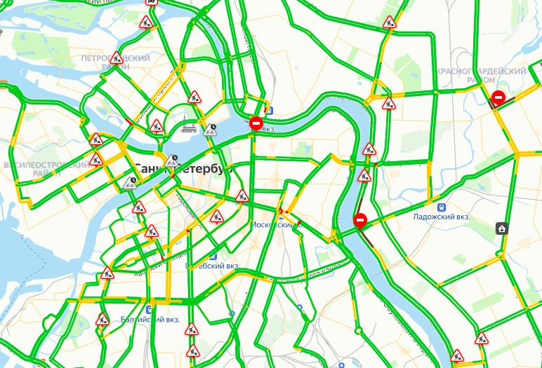 Карта загруженности дорог спб