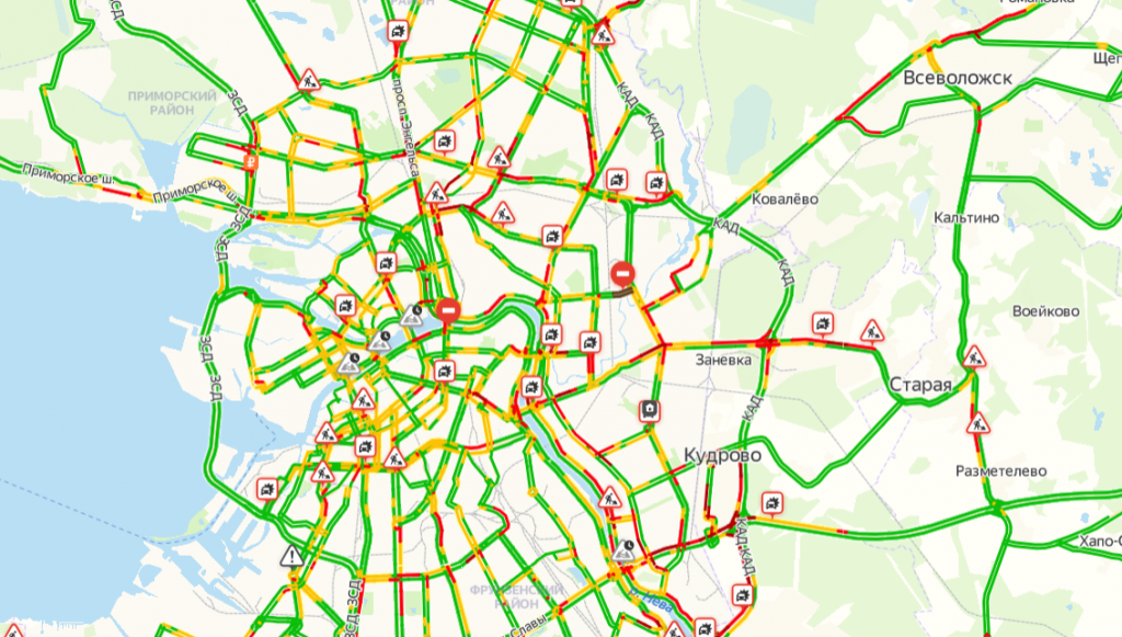 Карта санкт петербурга пробки онлайн сейчас на карте спб