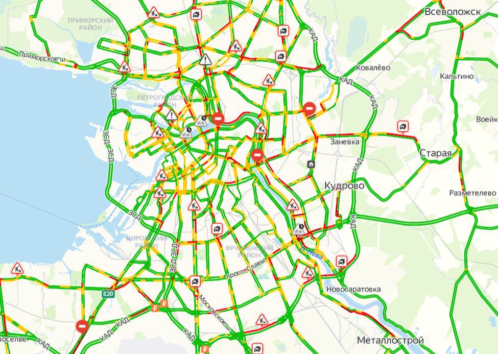 Карта санкт петербурга пробки онлайн сейчас на карте