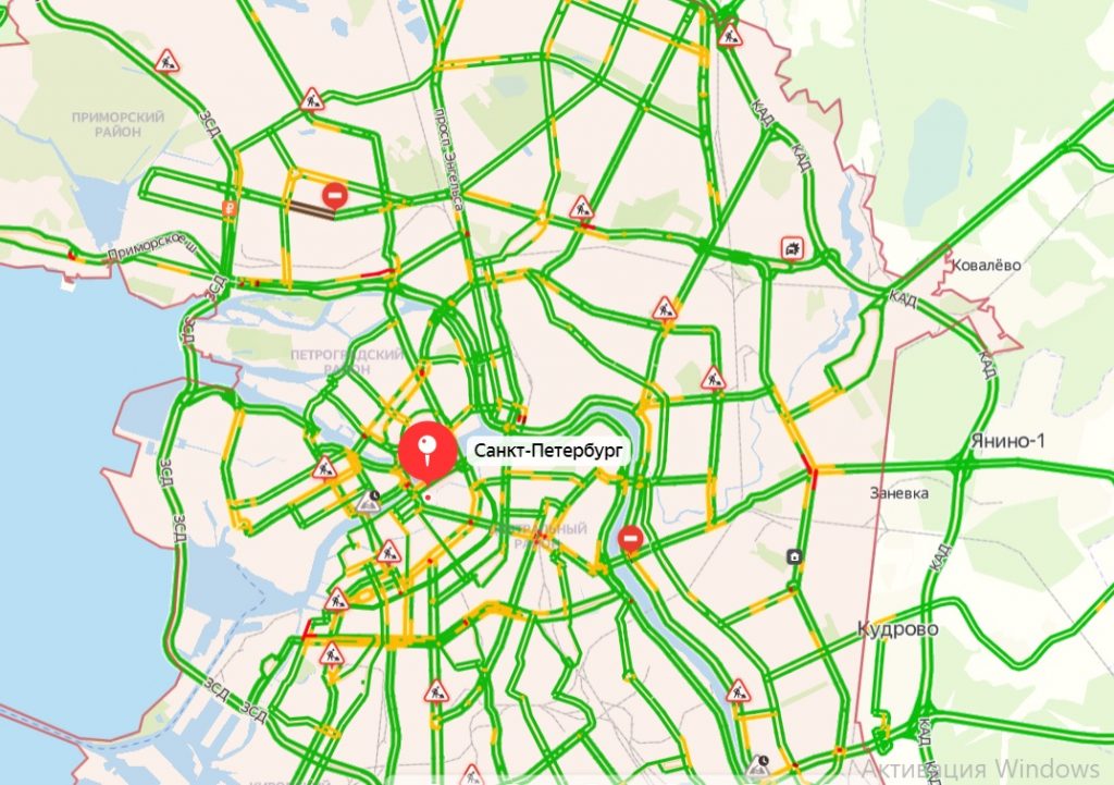 Карта загруженности дорог спб