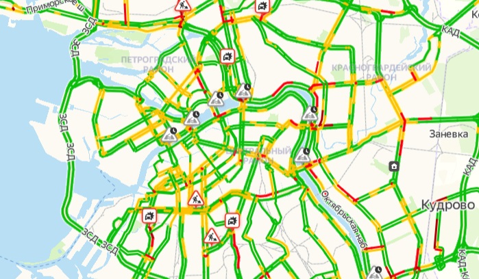 Пробки спб онлайн сейчас карта