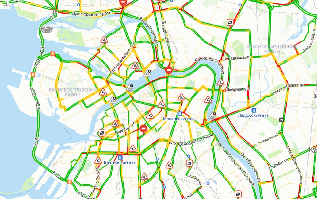 Карта пробки в санкт петербурге
