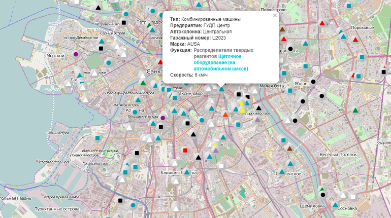 Онлайн карта уборочной техники спб