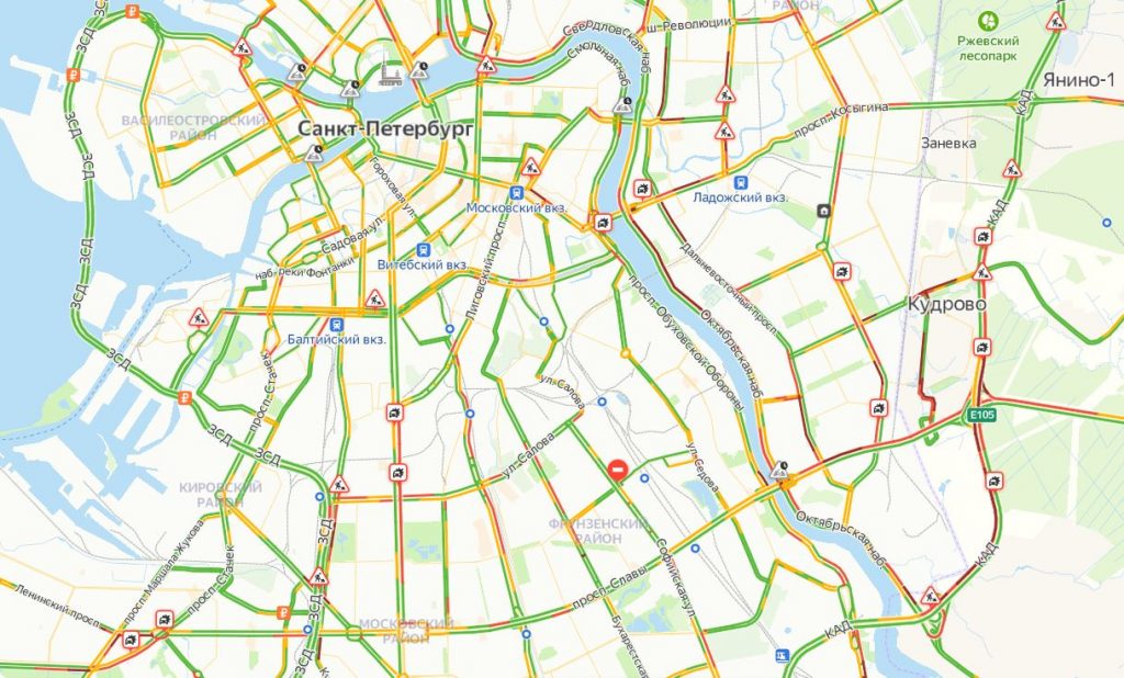 Карта с пробками санкт петербург