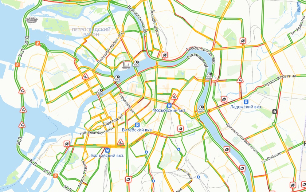 Карта пробки в санкт петербурге