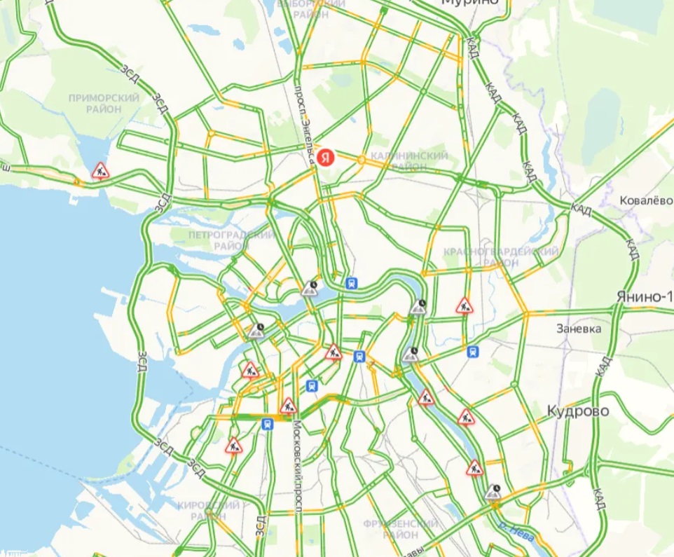 Карта с пробками санкт петербург