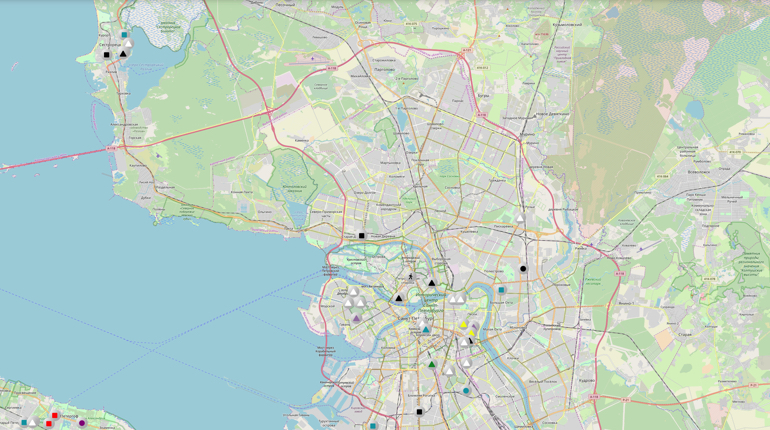 Районы спб новости. Уборочная техника онлайн СПБ на карте Санкт-Петербурга.