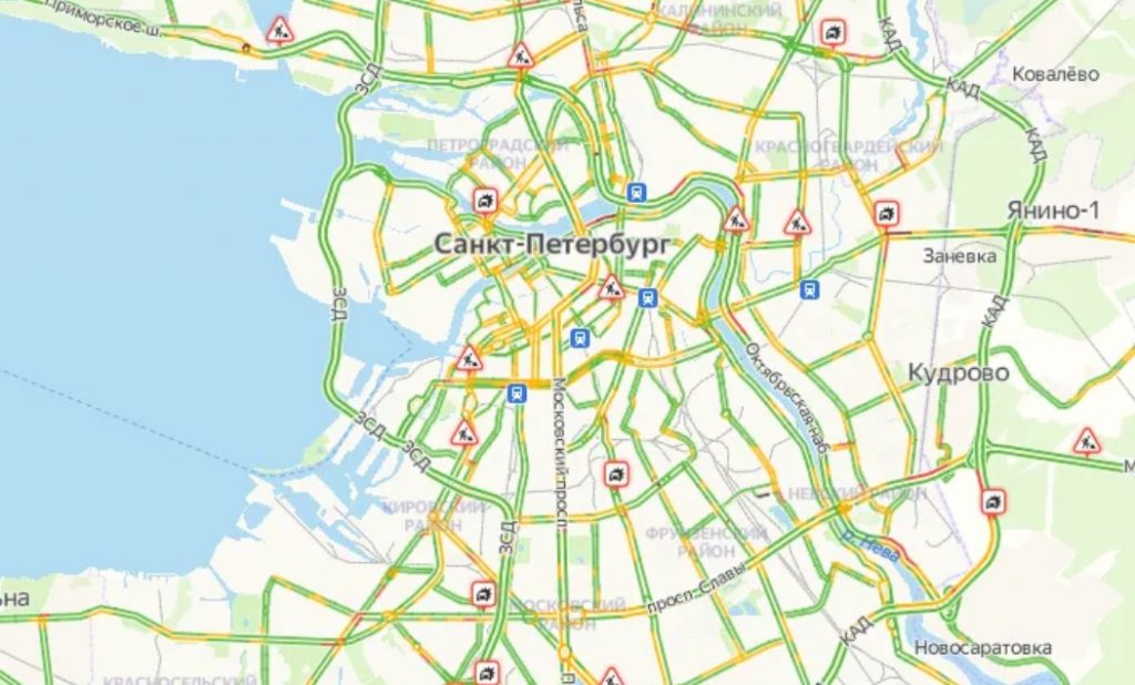 Пробки в спб в реальном времени карта на дорогах онлайн в реальном