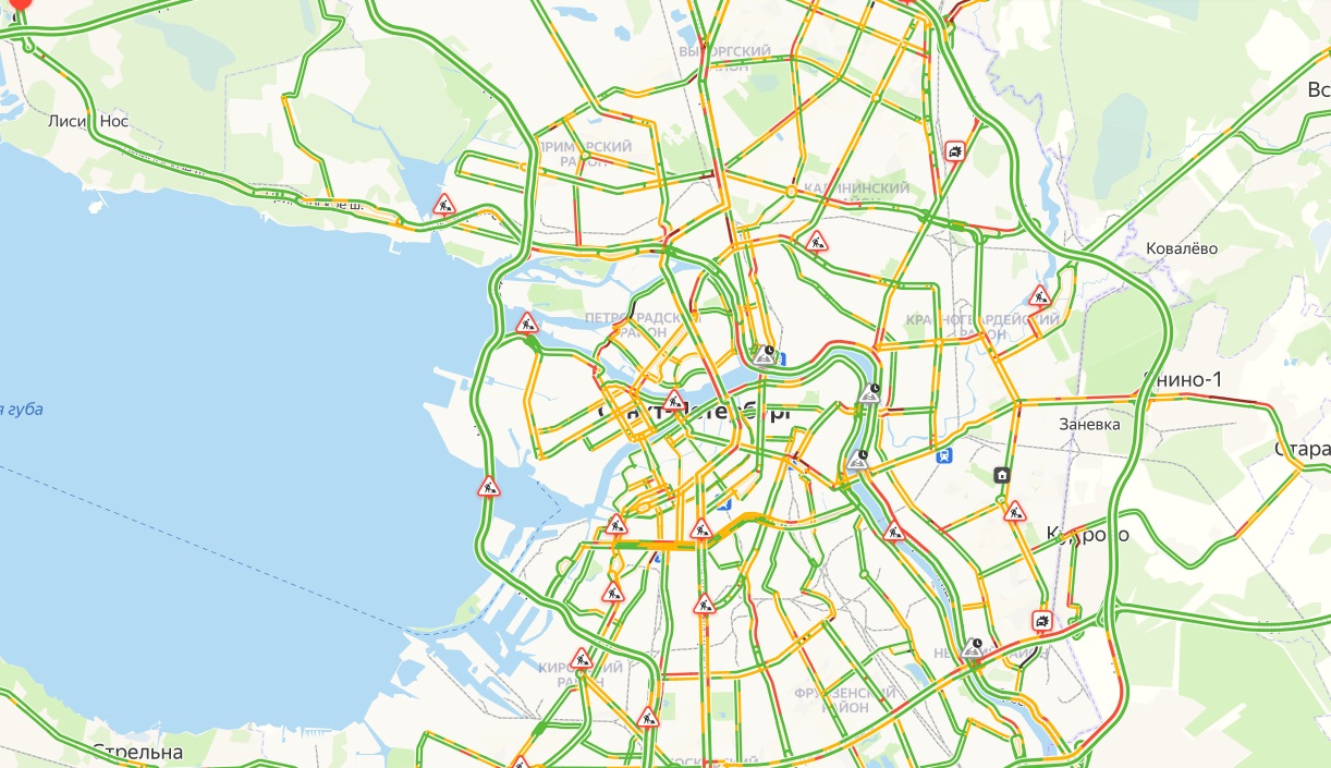 Карта пробки в санкт петербурге