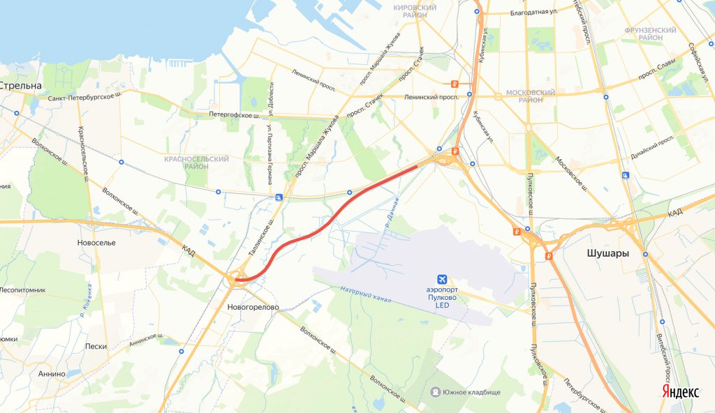 Автолюбителям недоступна полоса КАД между ЗСД и Таллинским шоссе
