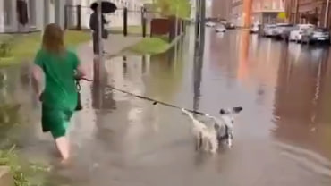 Петербуржцы на Петроградской шагают по щиколотку в воде после ливней